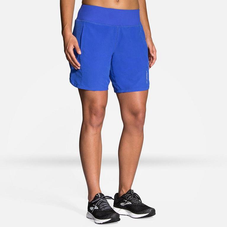 Brooks Chaser 7" Womens Running Shorts - Blue - Indonesia (VZQD-12067)